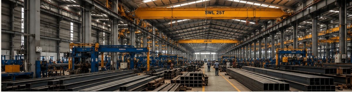EOT cranes spanning a PEB fabrication factory